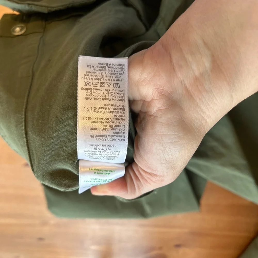J.Crew Tall camp-pocket wide-leg pant Olive Green Size 34P